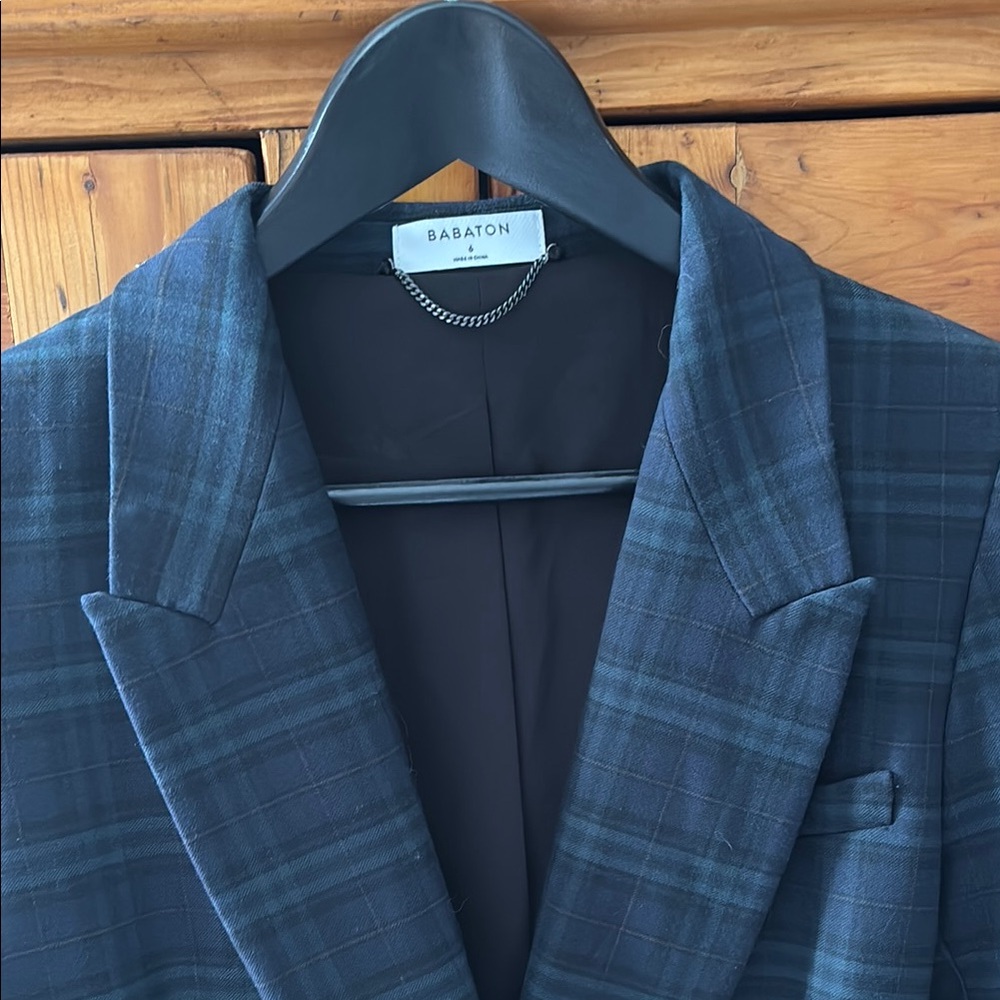 NWOT Babaton Blue Plaid Women’s Blazer size 6